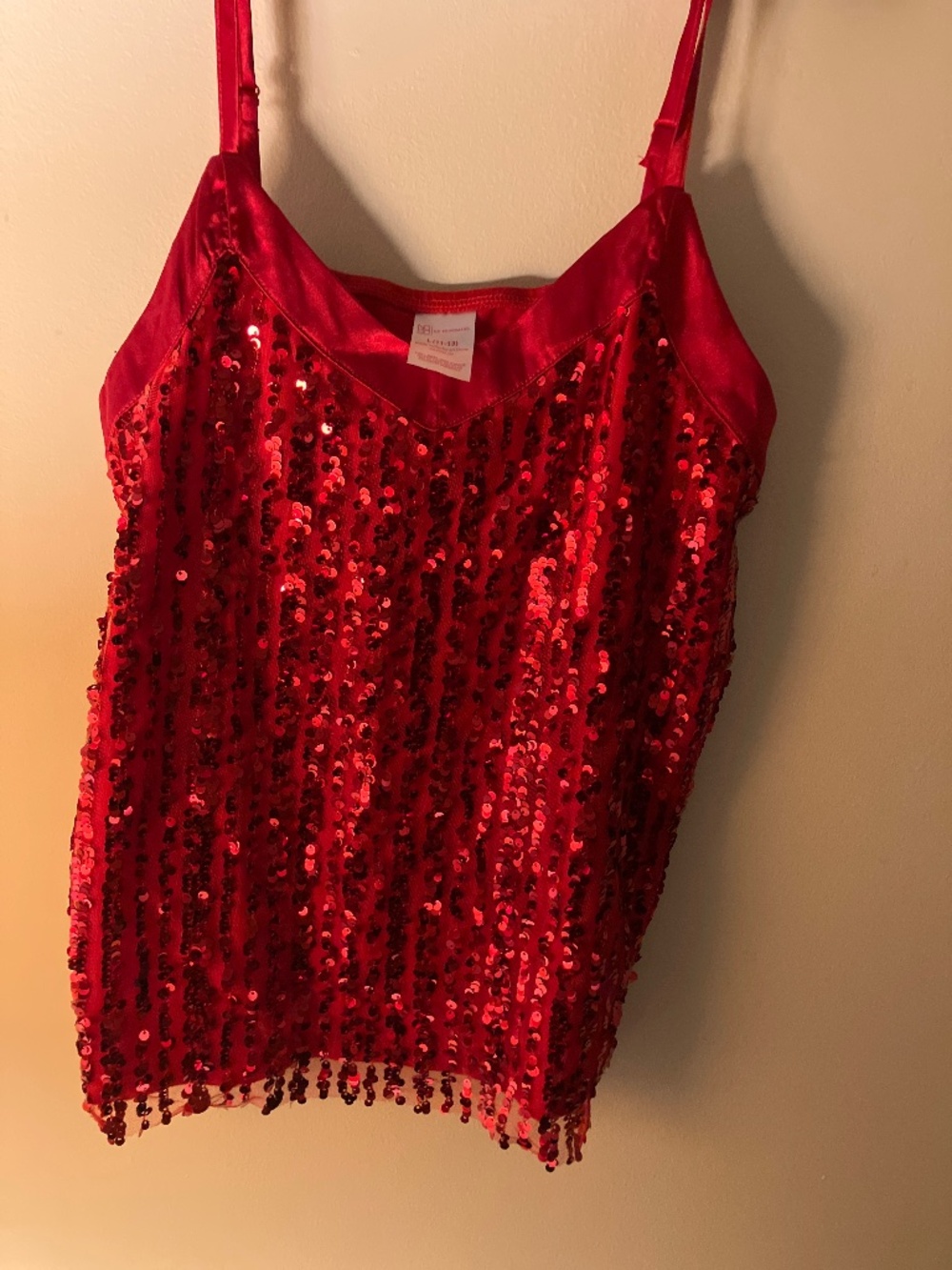 Red Sequin Cami Top Large
